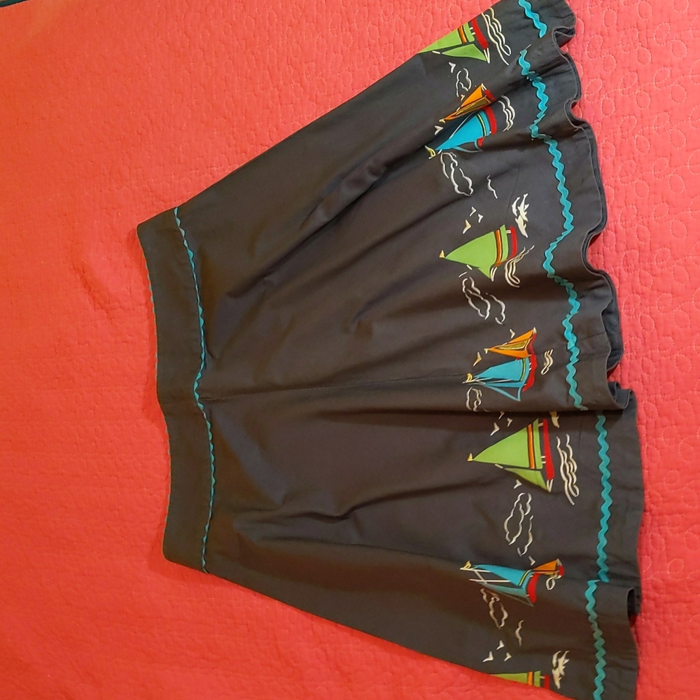 Sweet Retro Cotton Full Skirt with Sailboats! 14